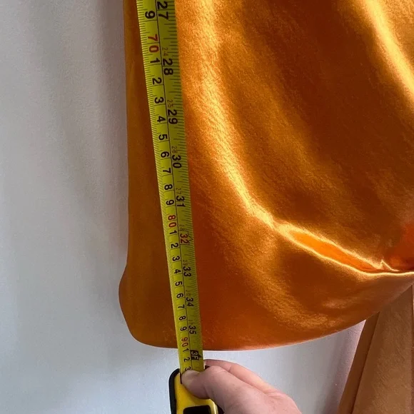 Cinq a Sept Ryder Satin Mini Slip Dress Cowl Neck Knotted Tie Orange Bronze, 6 - Picture 16 of 16